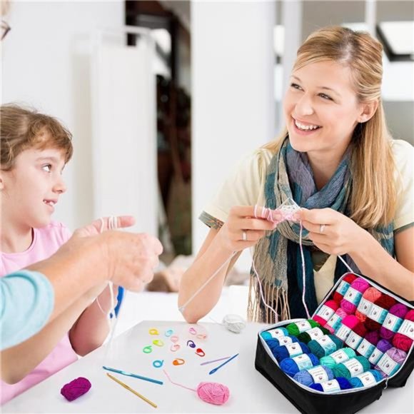 62 Acrylic Yarn Skeins,2170 Yards Yarn for Knitting and Crochet,Includes 2 Hooks - Picture 3 of 8